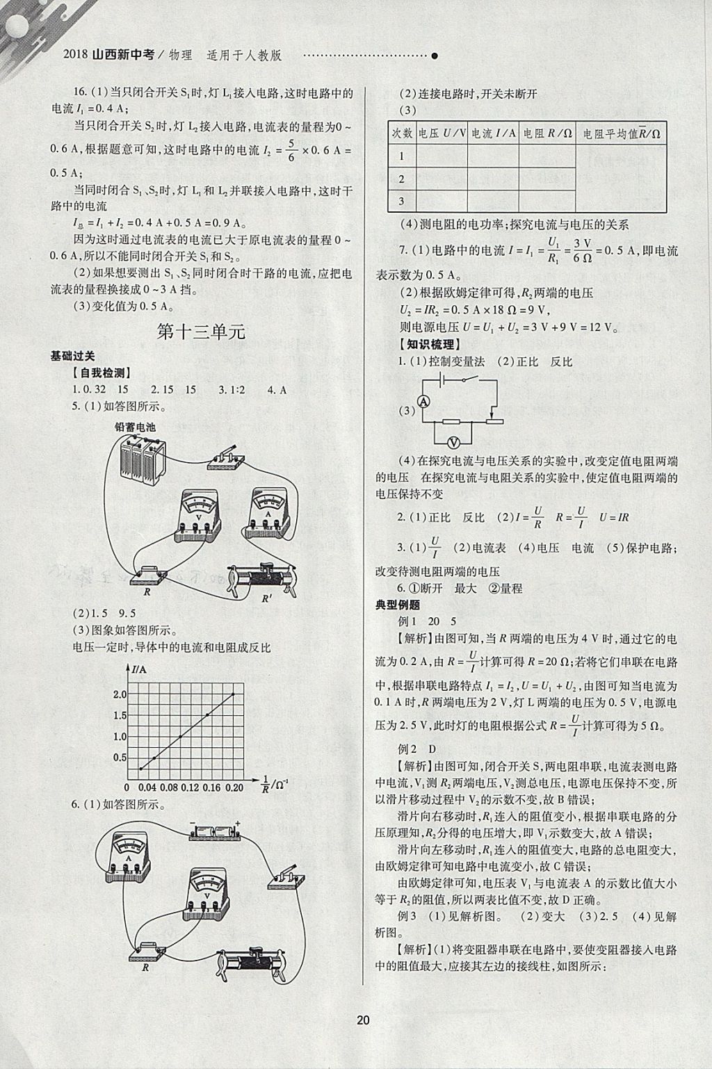 2018年山西新中考一轮加二轮加独立专项训练物理人教版 参考答案第20页