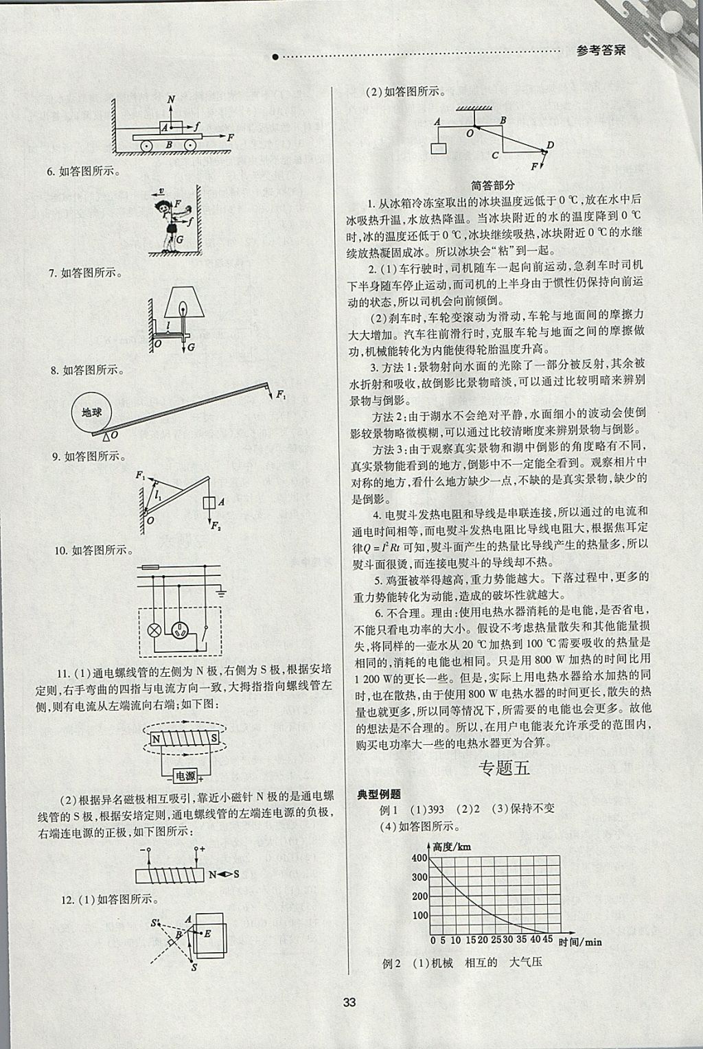 2018年山西新中考一轮加二轮加独立专项训练物理人教版 参考答案第33页