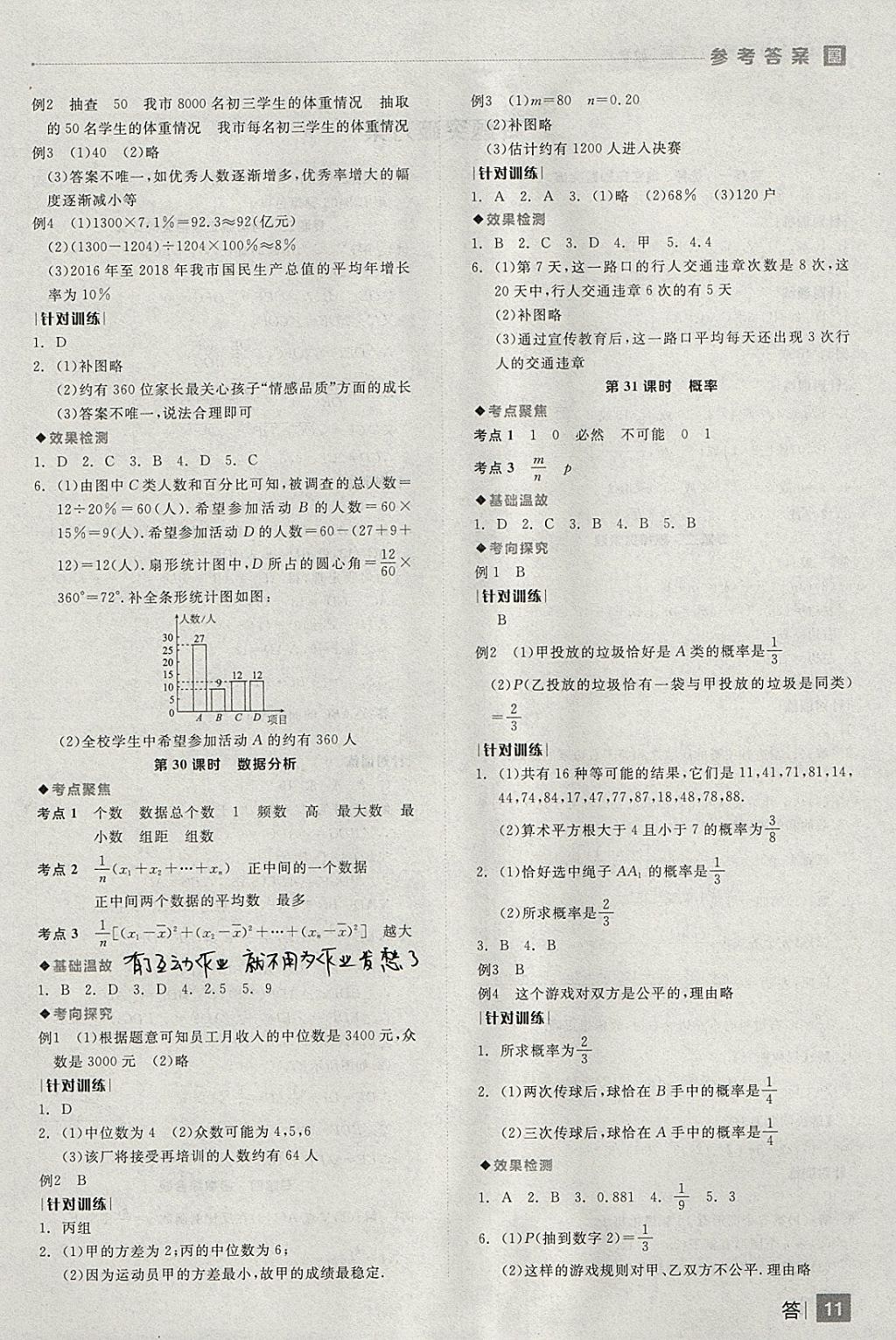 2018年全品中考復(fù)習(xí)方案數(shù)學(xué)安徽專版 參考答案第11頁(yè)