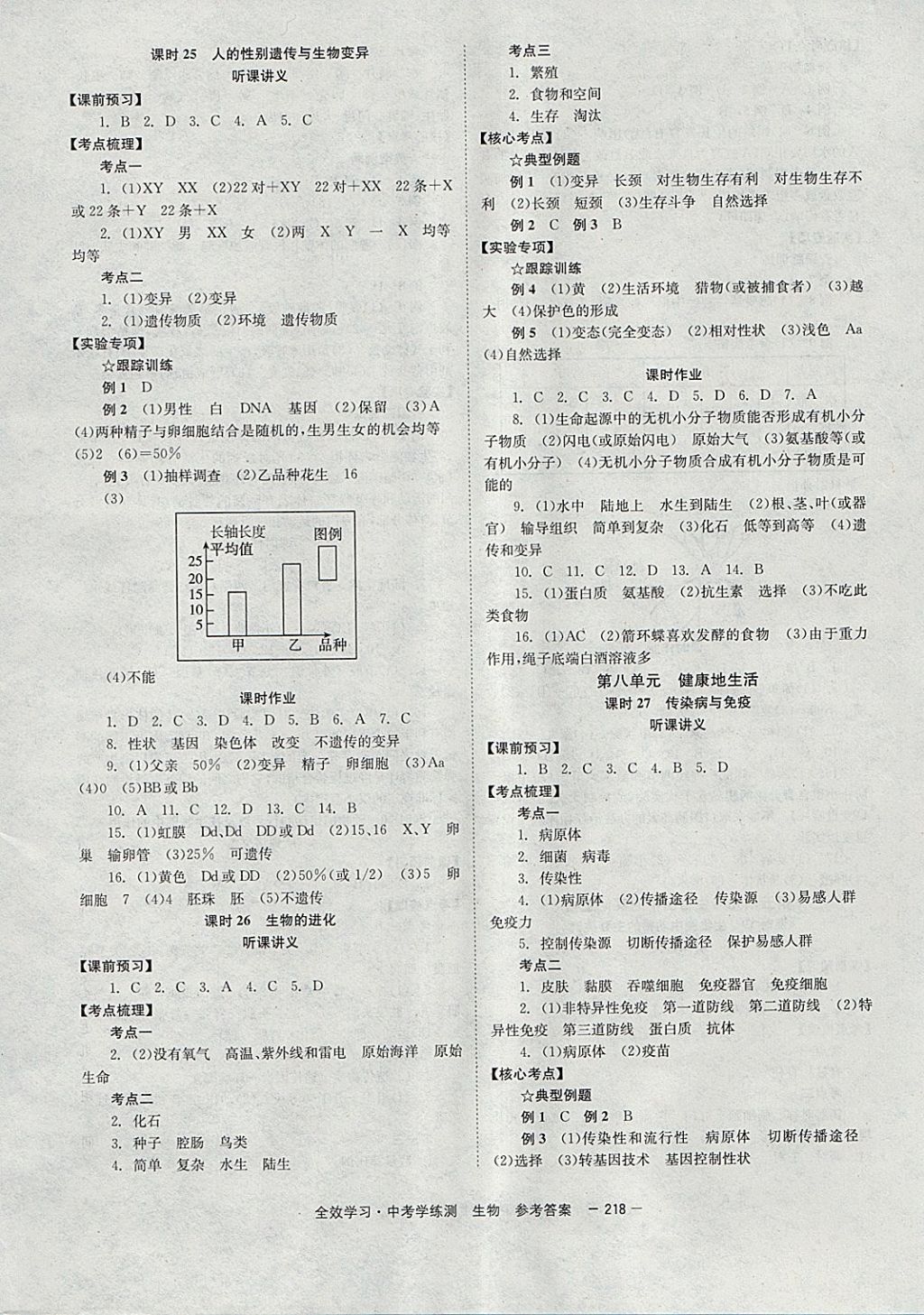 2018年全效學習中考學練測生物 參考答案第12頁