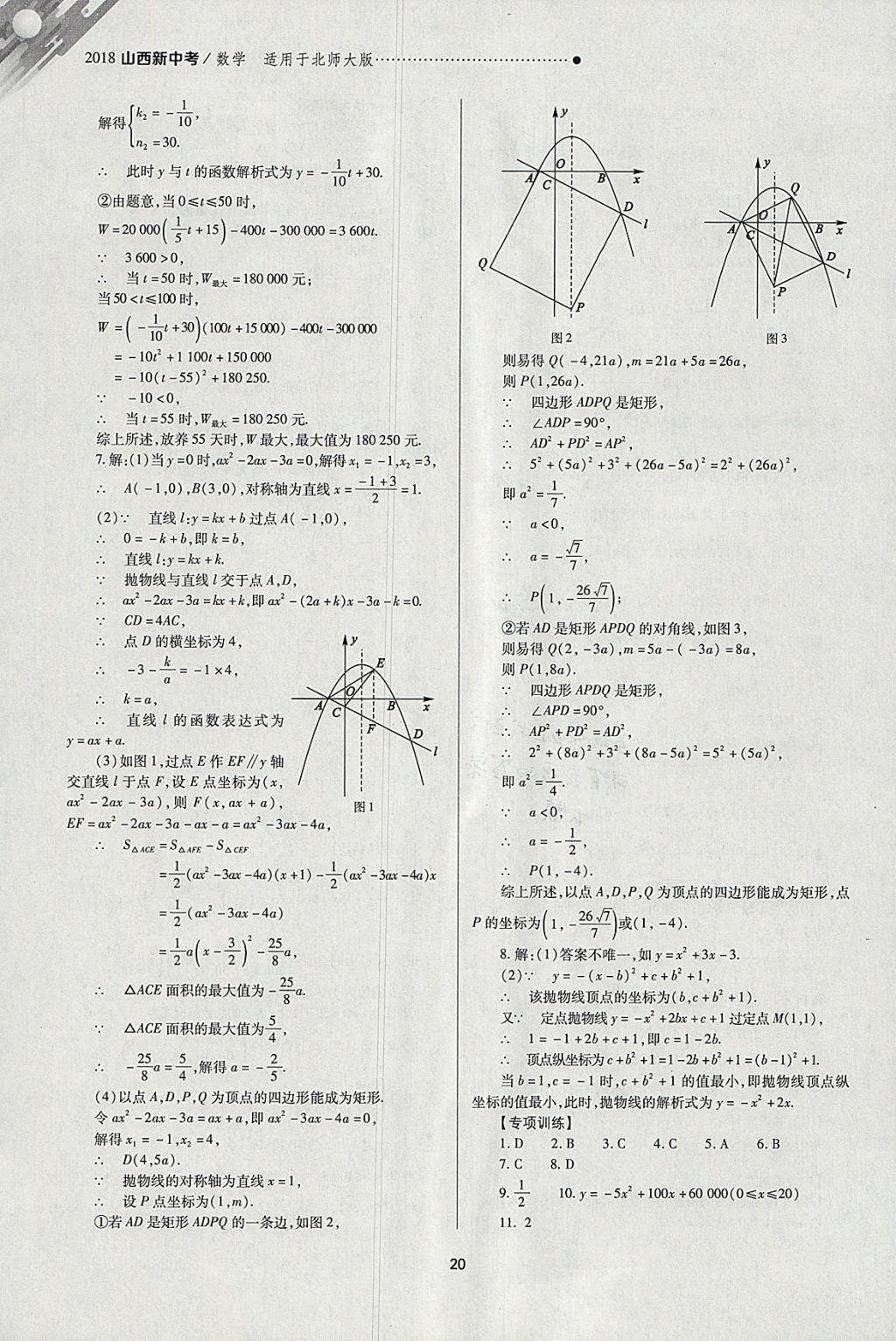 2018年山西新中考一輪加二輪加獨(dú)立專項(xiàng)訓(xùn)練數(shù)學(xué)北師大版 參考答案第20頁(yè)