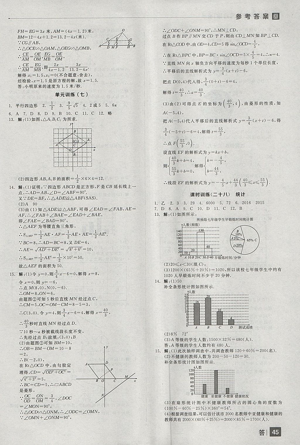 2018年全品中考復(fù)習(xí)方案數(shù)學(xué)云南專版 參考答案第45頁