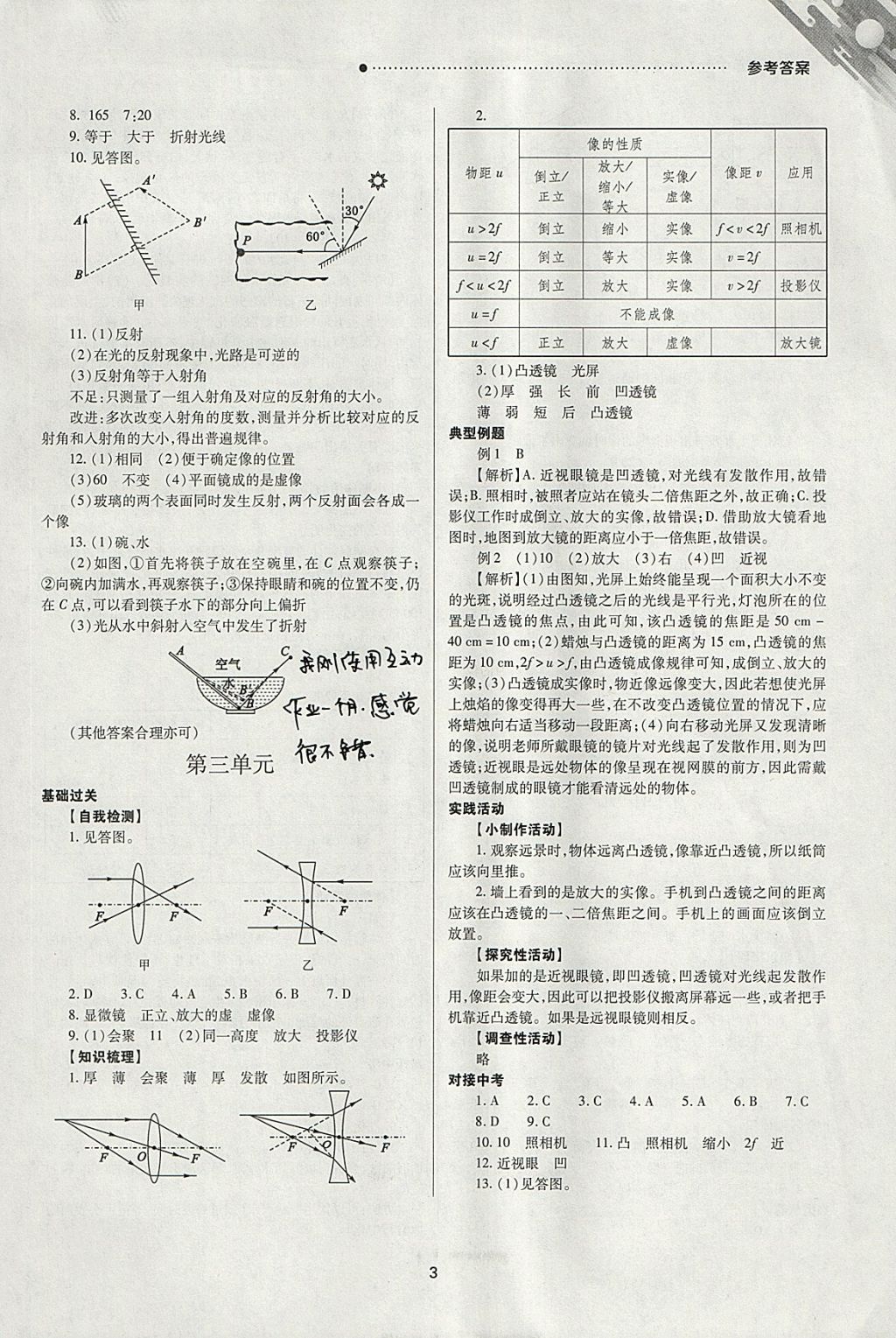 2018年山西新中考一轮加二轮加独立专项训练物理人教版 参考答案第3页