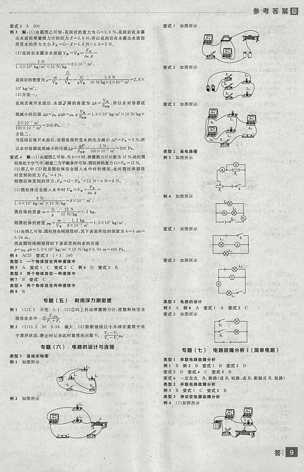 2018年全品中考復(fù)習(xí)方案物理滬粵版 參考答案第9頁(yè)