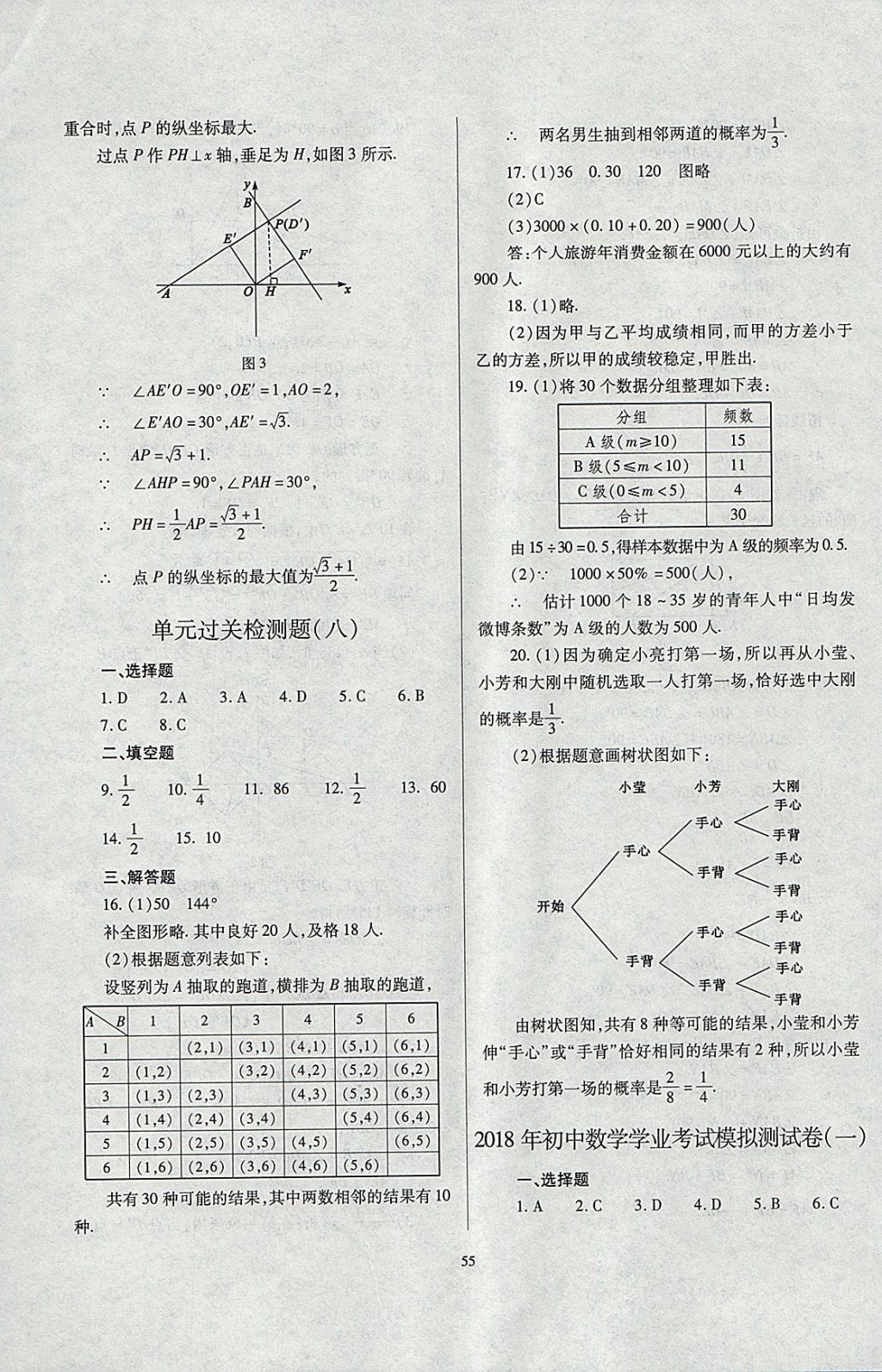 2018年山西省中考指导数学 参考答案第55页