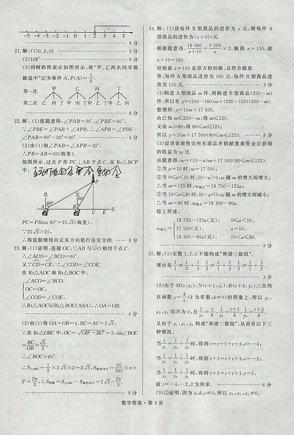 2018年湖南中考必備數(shù)學(xué) 參考答案第2頁