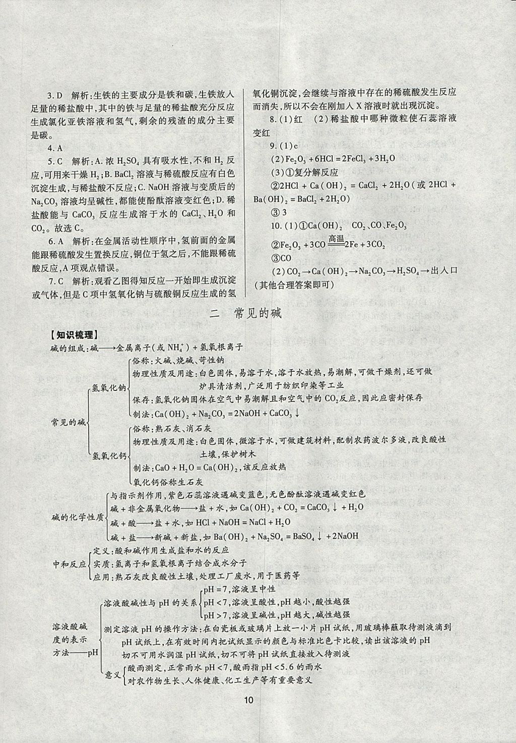 2018年山西省中考指導(dǎo)化學(xué) 參考答案第10頁