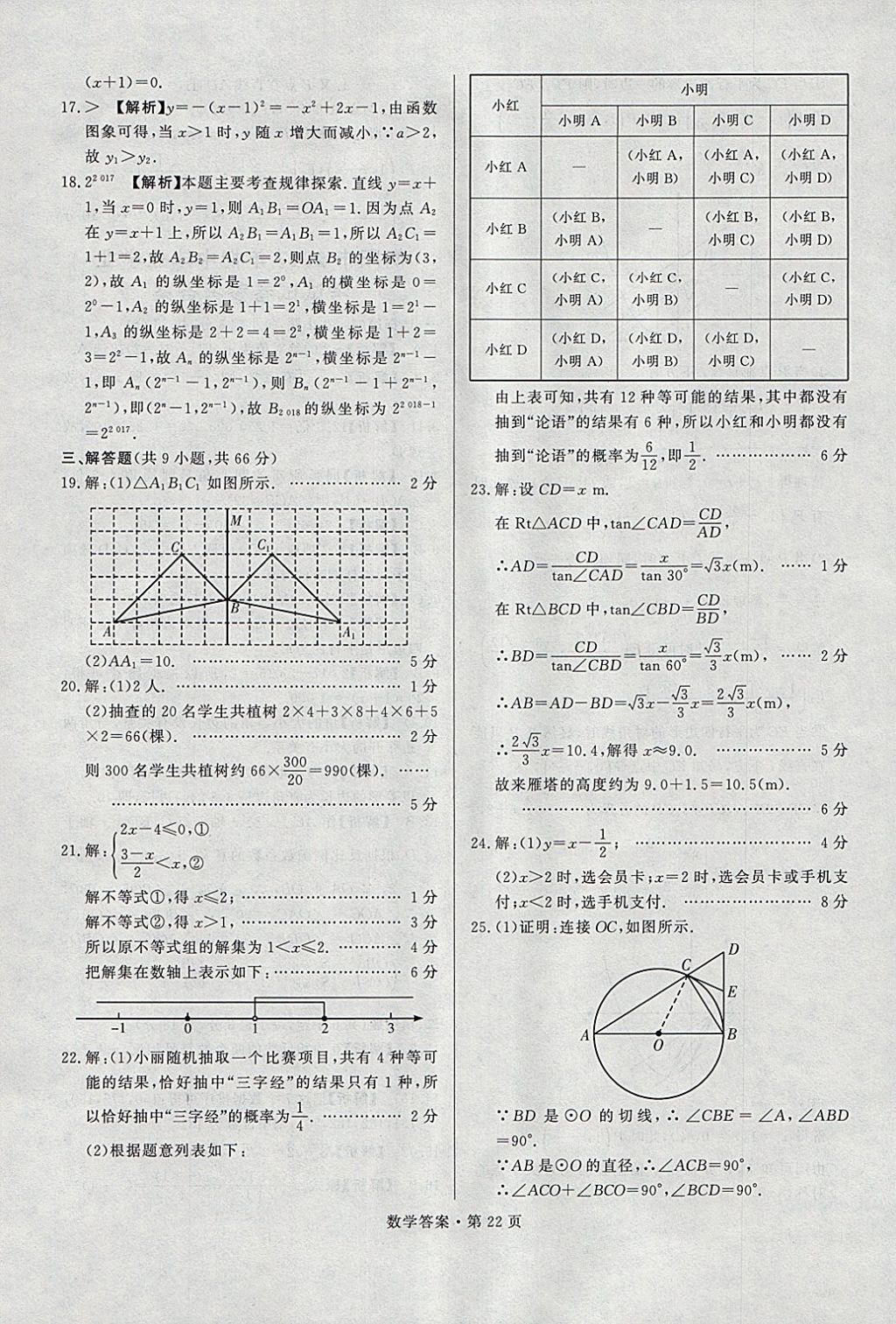 2018年湖南中考必备数学 参考答案第21页