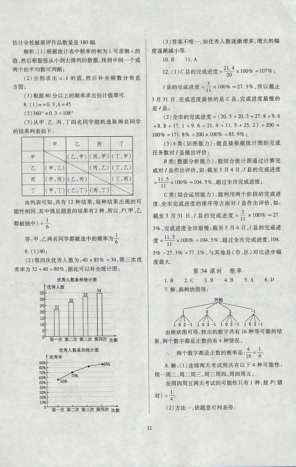 2018年山西省中考指导数学 参考答案第32页