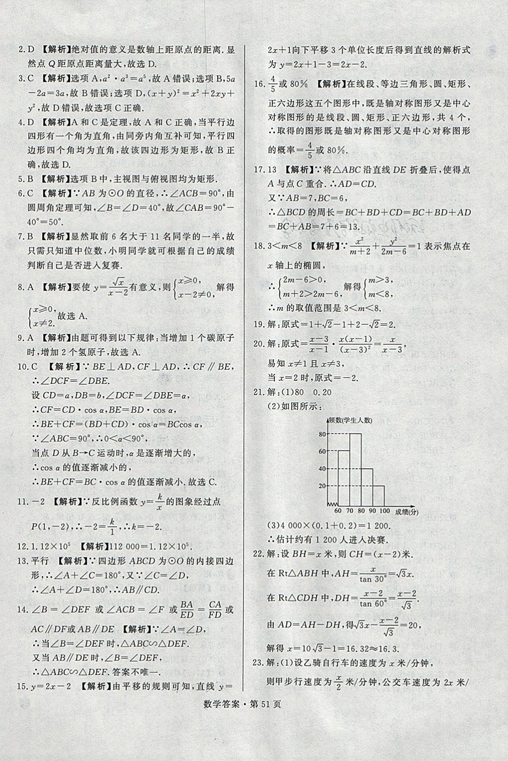 2018年湖南中考必備數(shù)學(xué) 參考答案第50頁