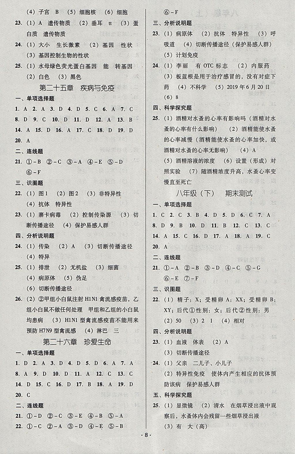 2018年中考備考全攻略生物 參考答案第24頁