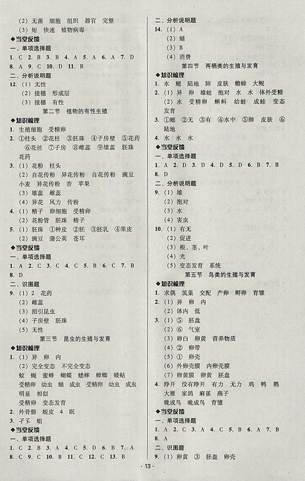 2018年中考備考全攻略生物 參考答案第13頁