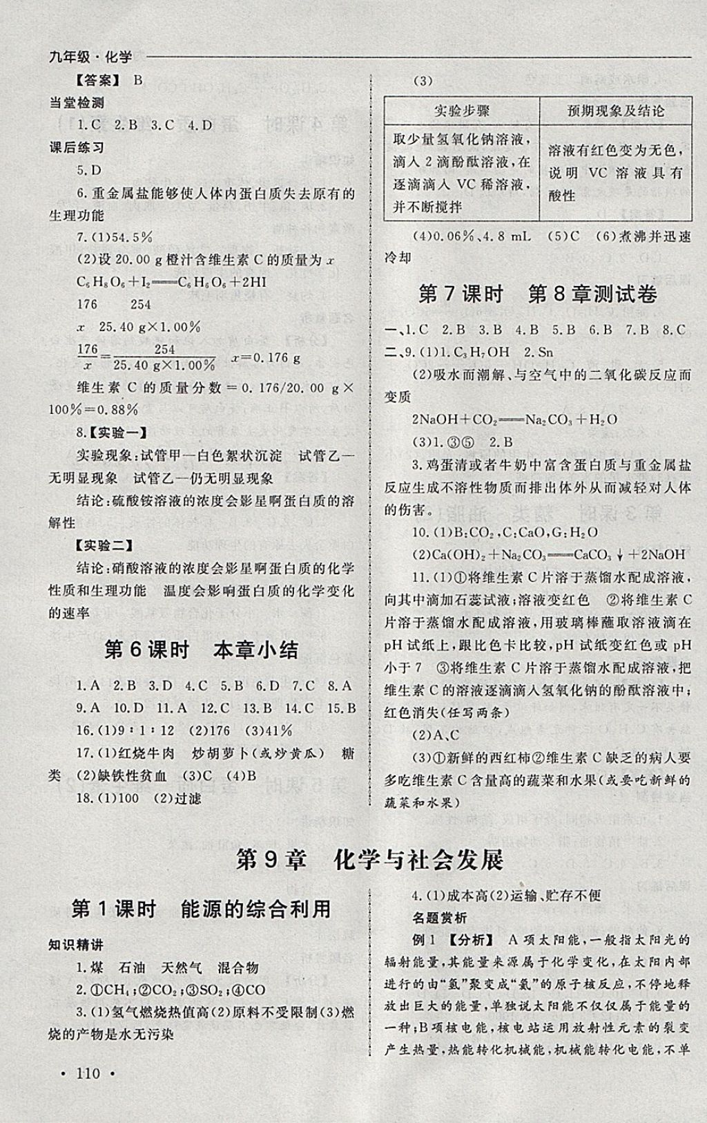 2018年為了燦爛的明天同步訓(xùn)練與拓展課時練九年級化學(xué)下冊滬教版 參考答案第8頁