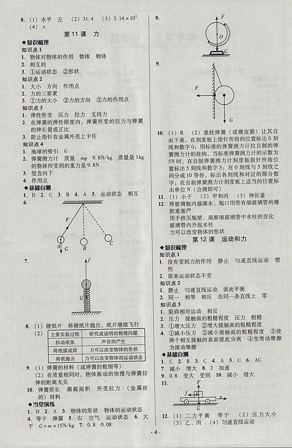 2018年中考備考全攻略物理 參考答案第4頁