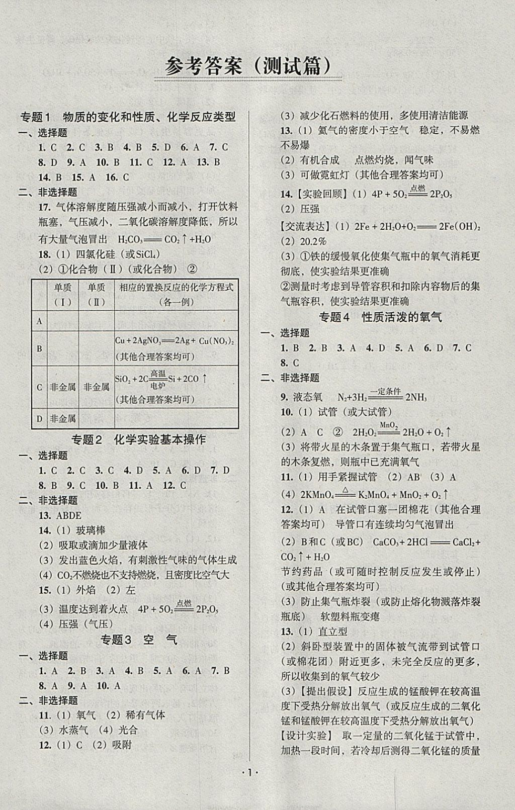 2018年中考備考全攻略化學(xué) 參考答案第9頁