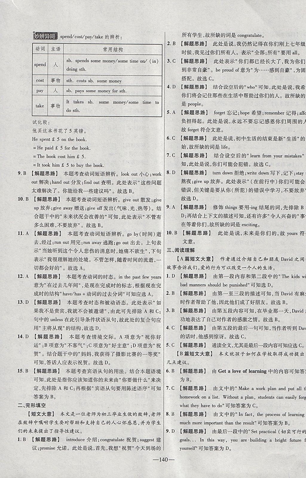 2018年金考卷活頁題選九年級英語下冊人教版 參考答案第20頁