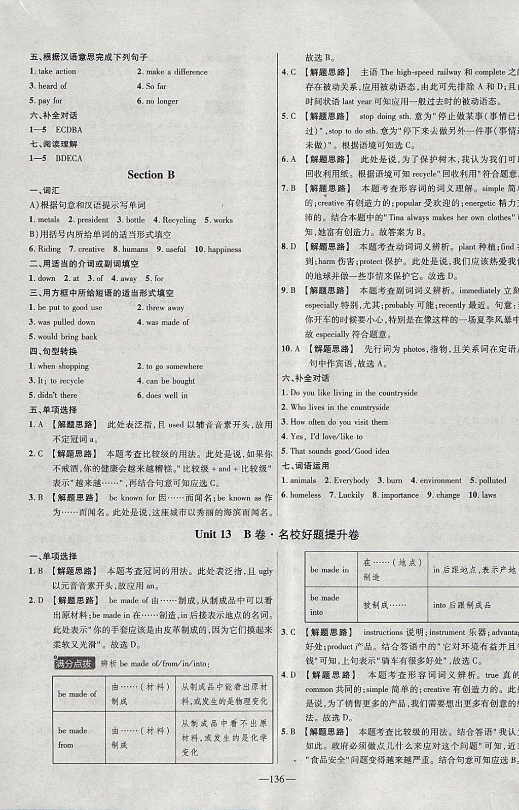 2018年金考卷活頁(yè)題選九年級(jí)英語(yǔ)下冊(cè)人教版 參考答案第16頁(yè)