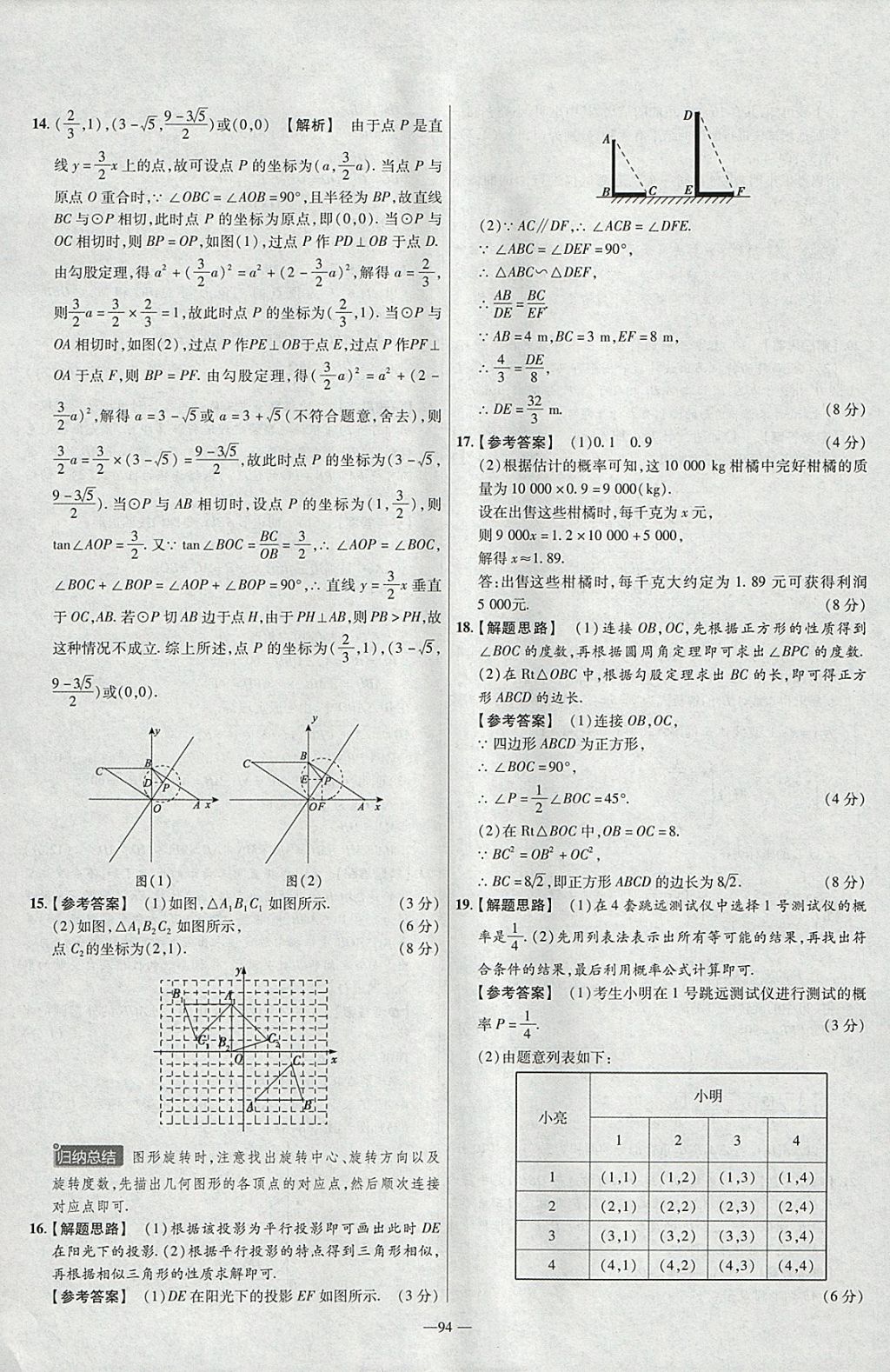 2018年金考卷活頁題選九年級數(shù)學下冊滬科版 參考答案第22頁