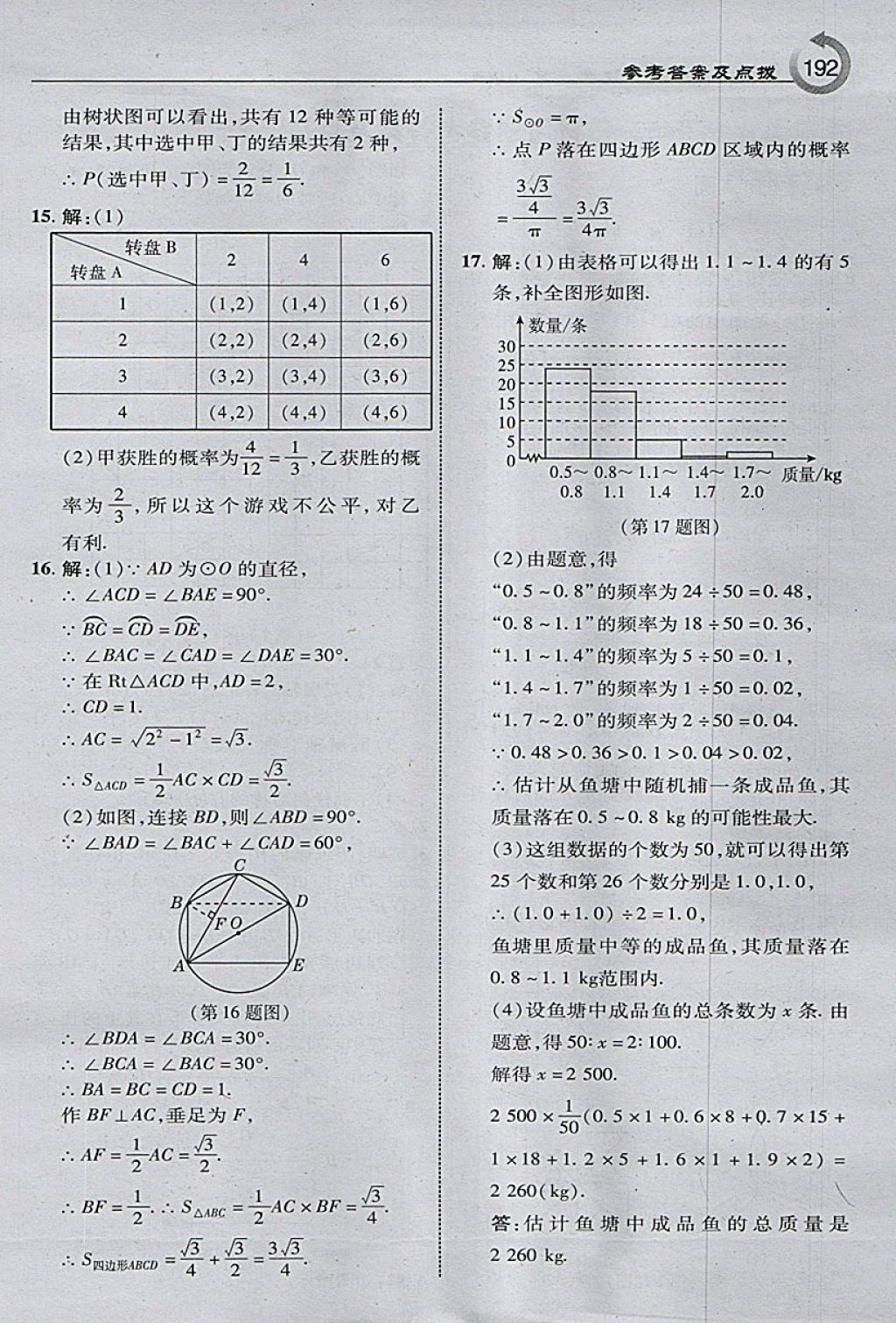 2018年特高級教師點撥九年級數(shù)學(xué)下冊滬科版 參考答案第26頁