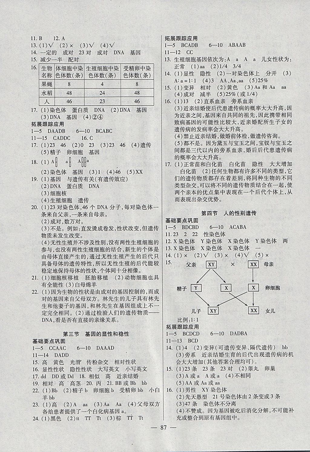 2018年自主訓(xùn)練八年級生物下冊人教版 參考答案第3頁