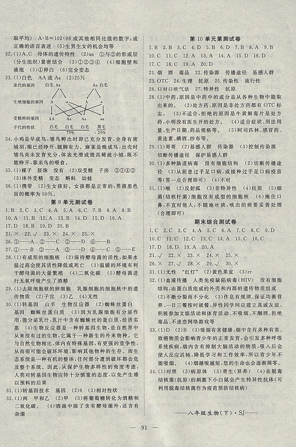 2018年探究在線高效課堂八年級生物下冊蘇教版 參考答案第8頁