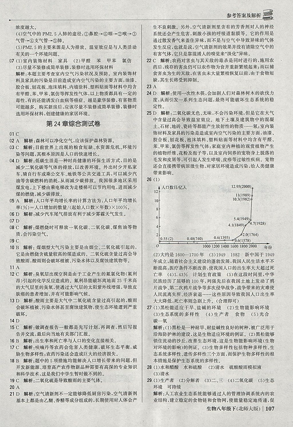 2018年1加1轻巧夺冠优化训练八年级生物下册北师大版银版 参考答案第20页