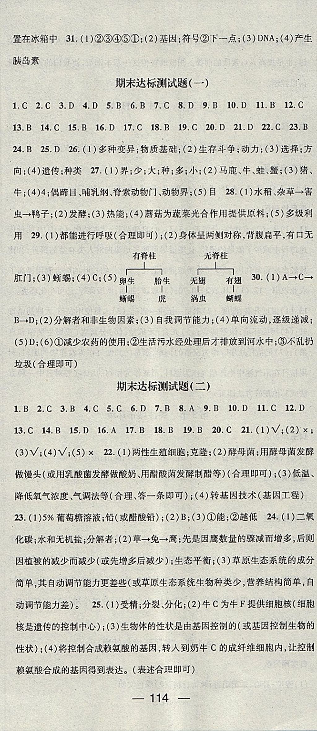 2018年精英新課堂八年級生物下冊北師大版 參考答案第12頁