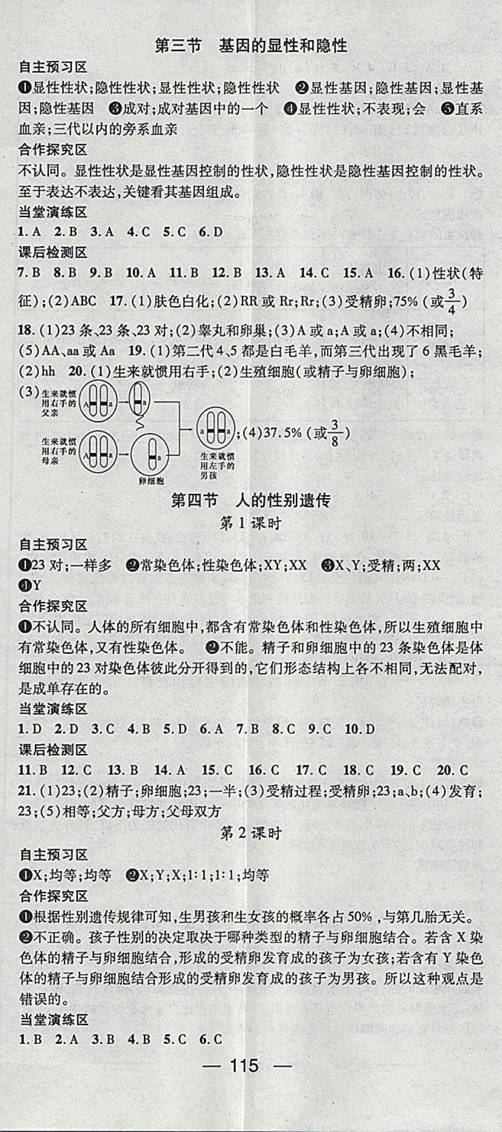 2018年精英新課堂八年級生物下冊人教版 參考答案第5頁