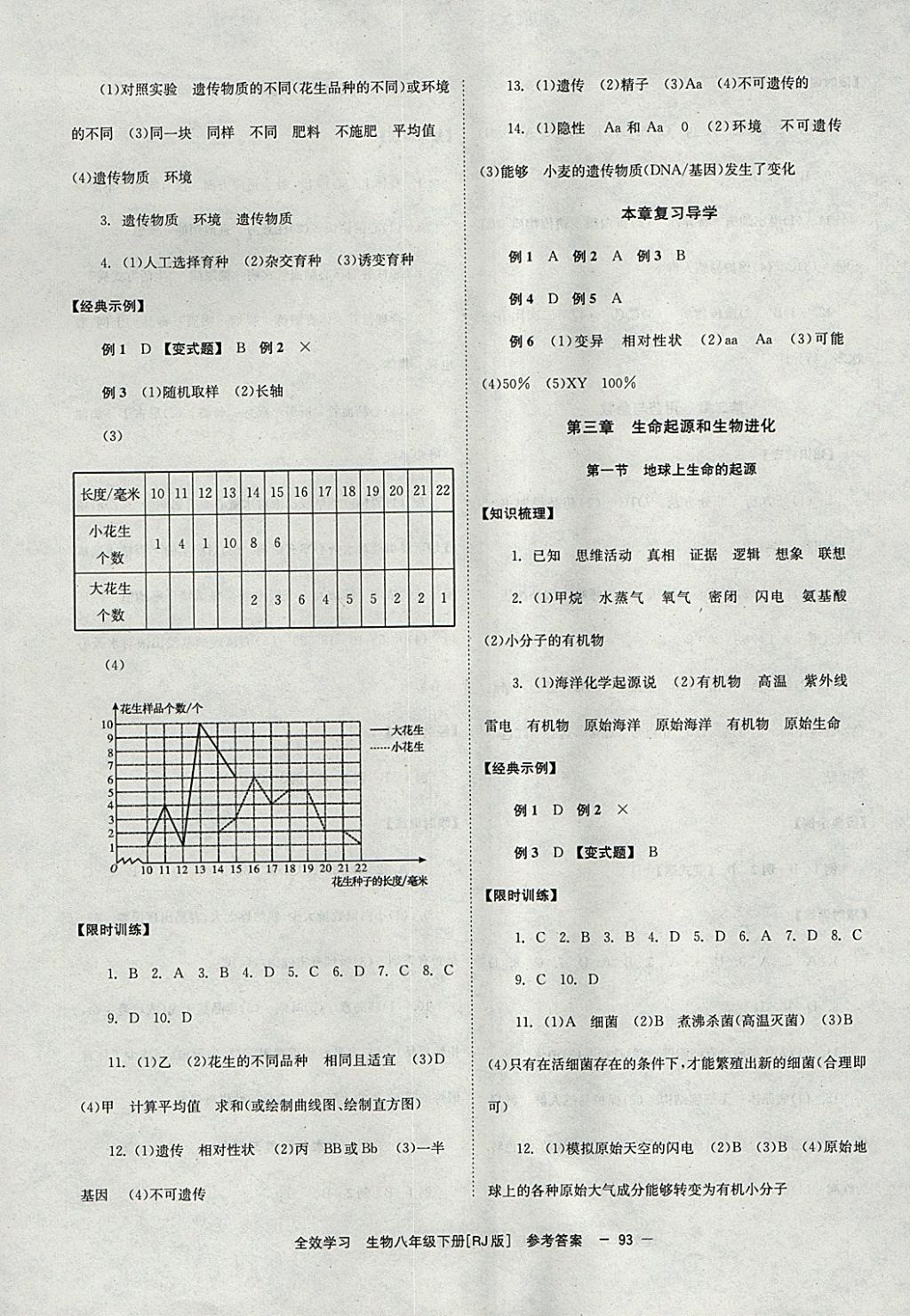 2018年全效学习八年级生物下册人教版湖南教育出版社 参考答案第5页