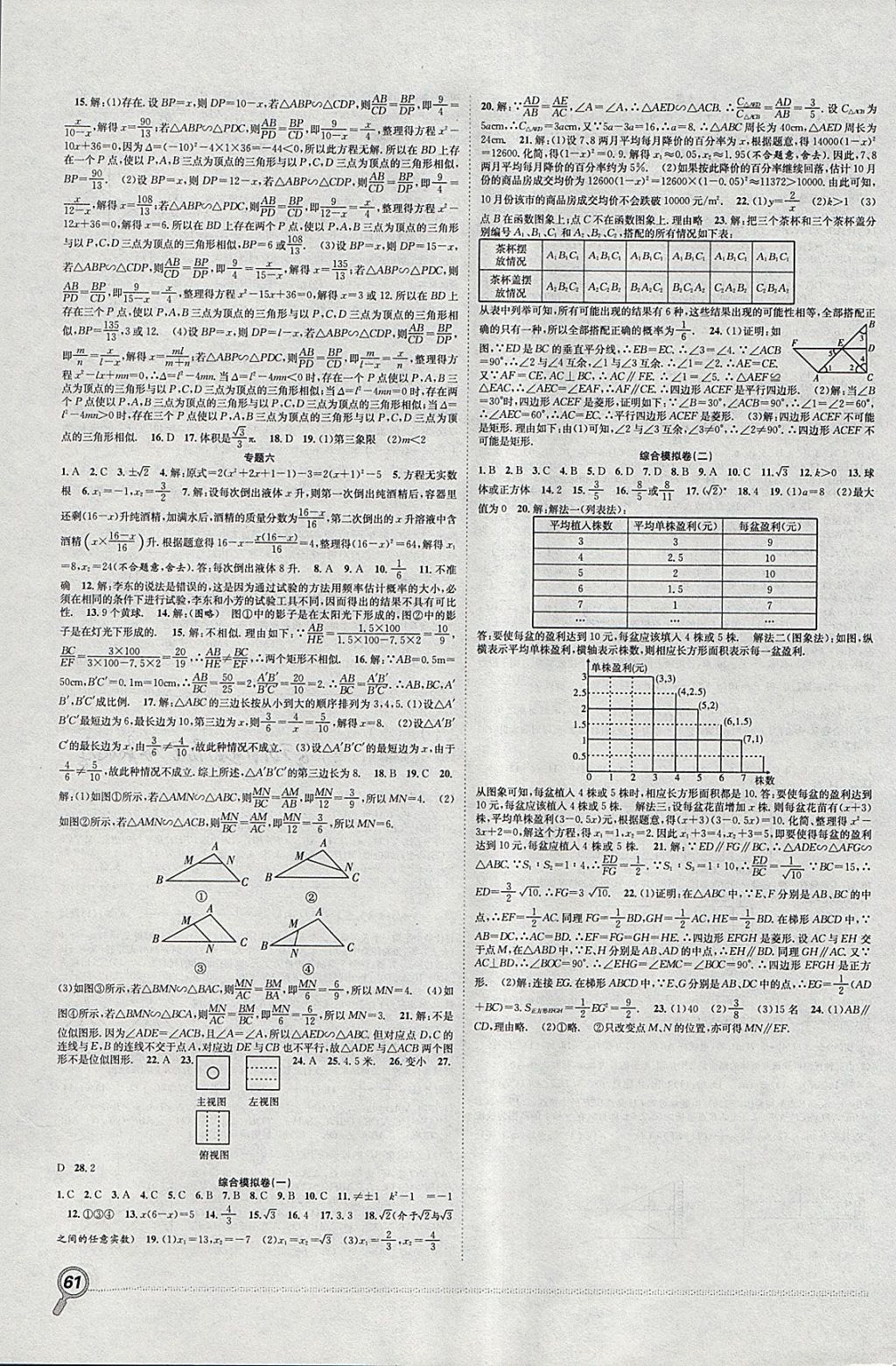 2018年赢在假期期末加寒假九年级数学北师大版 参考答案第3页