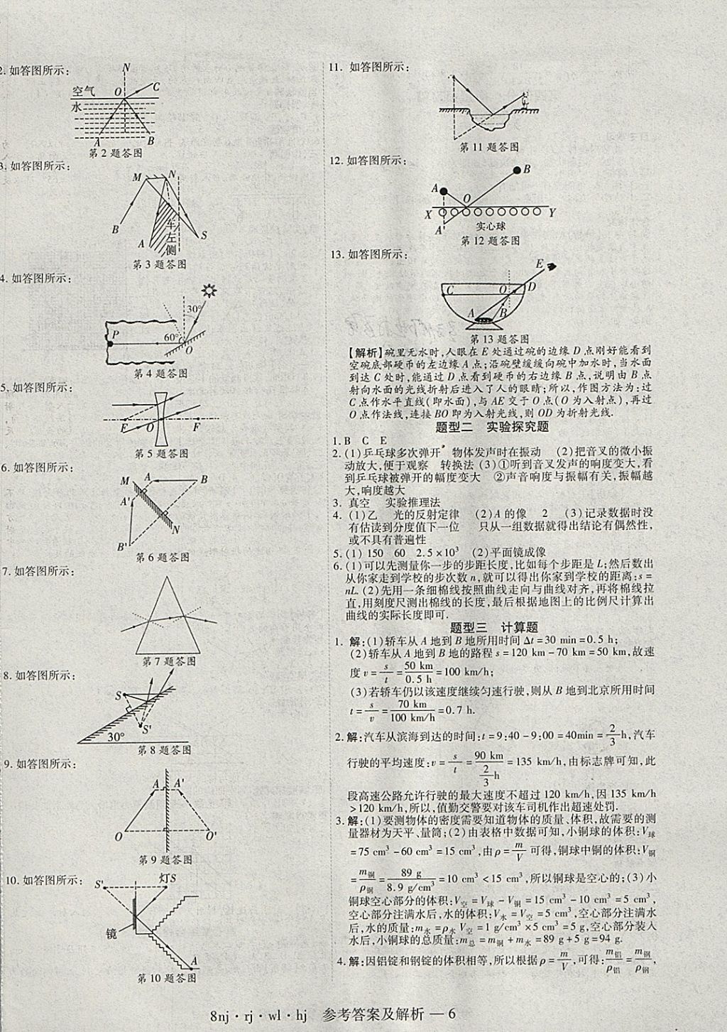 2018年金象教育U計(jì)劃學(xué)期系統(tǒng)復(fù)習(xí)寒假作業(yè)八年級(jí)物理人教版 參考答案第6頁