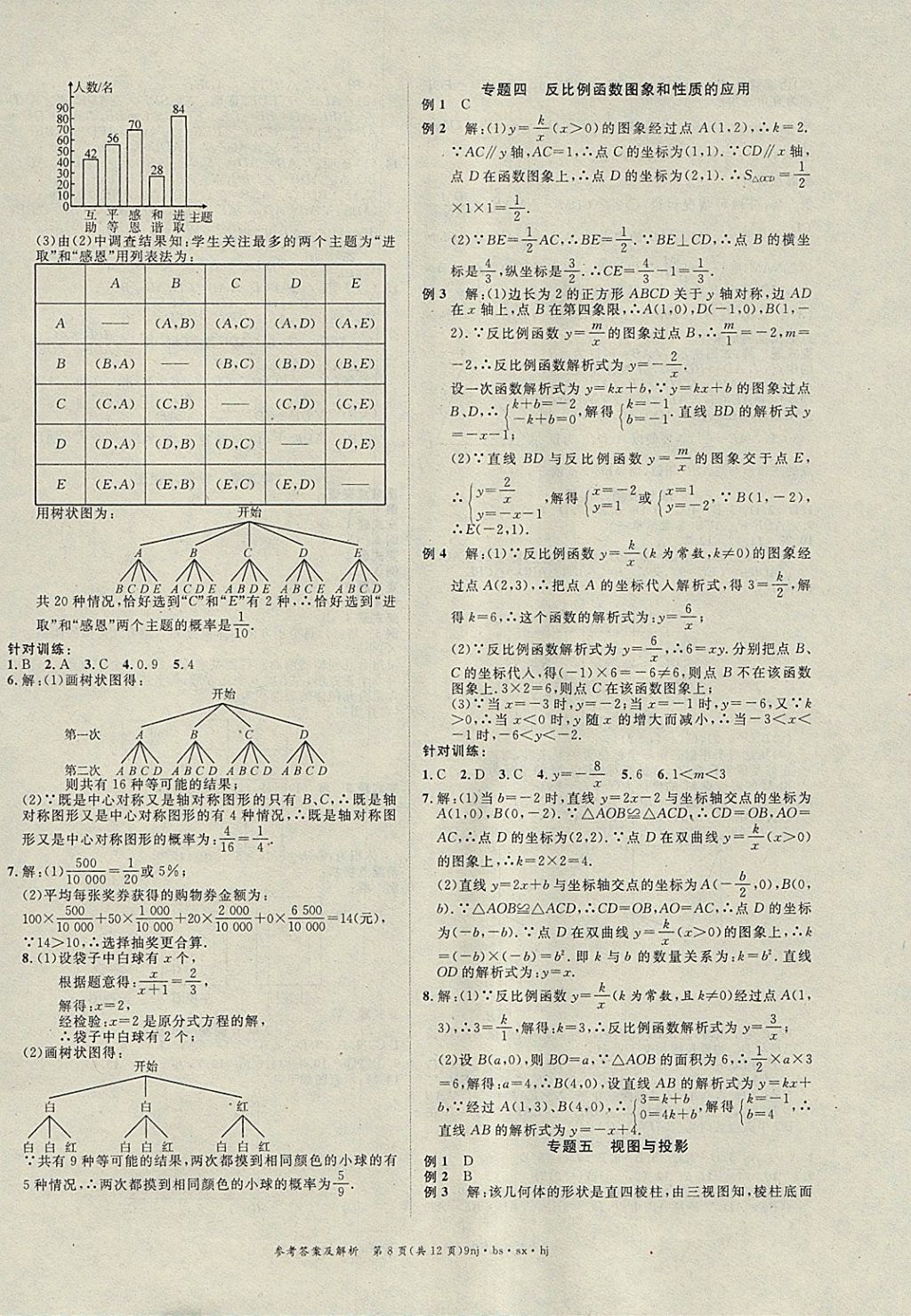 2018年金象教育U計(jì)劃學(xué)期系統(tǒng)復(fù)習(xí)寒假作業(yè)九年級(jí)數(shù)學(xué)北師大版 參考答案第8頁(yè)