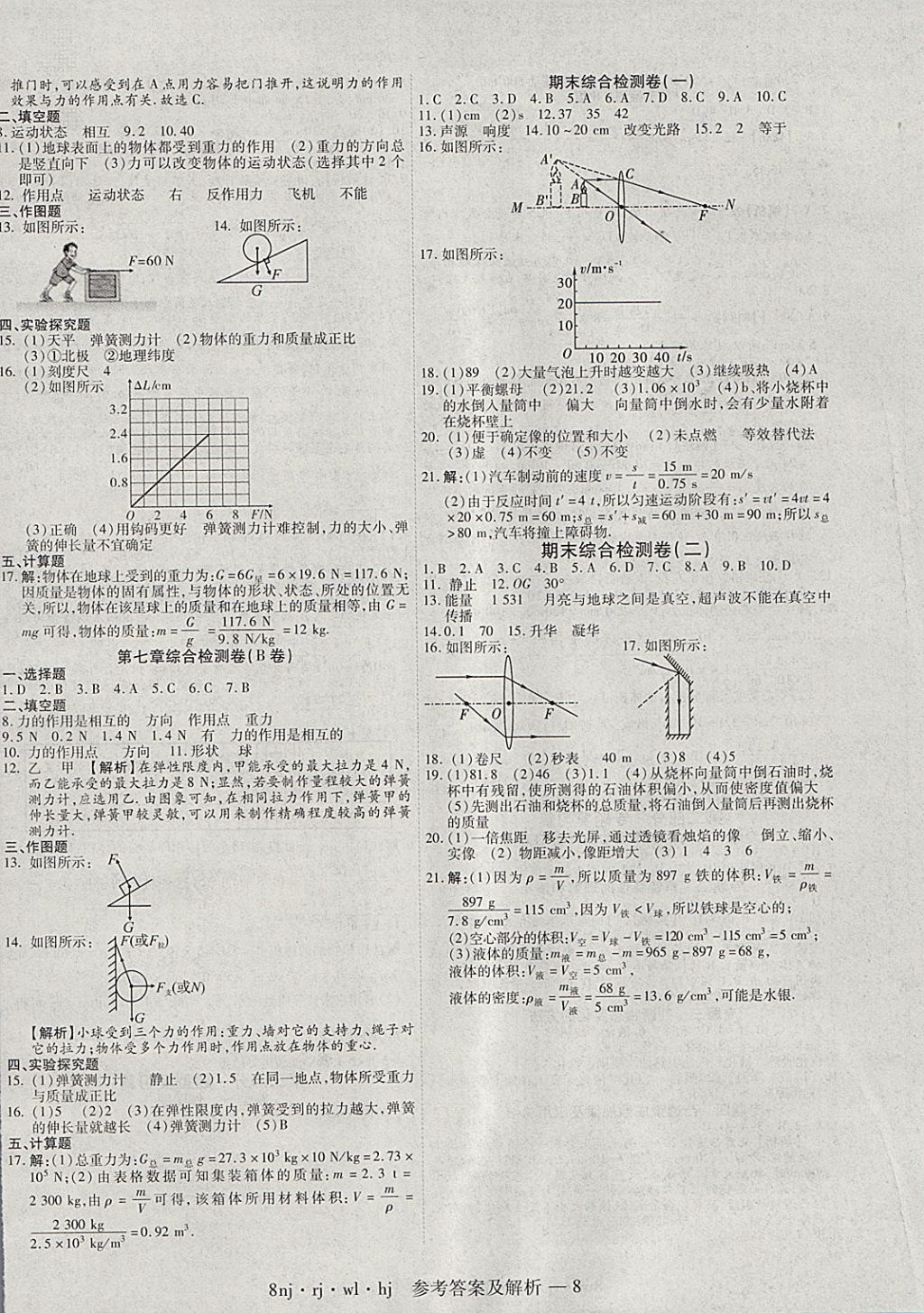 2018年金象教育U计划学期系统复习寒假作业八年级物理人教版 参考答案第8页