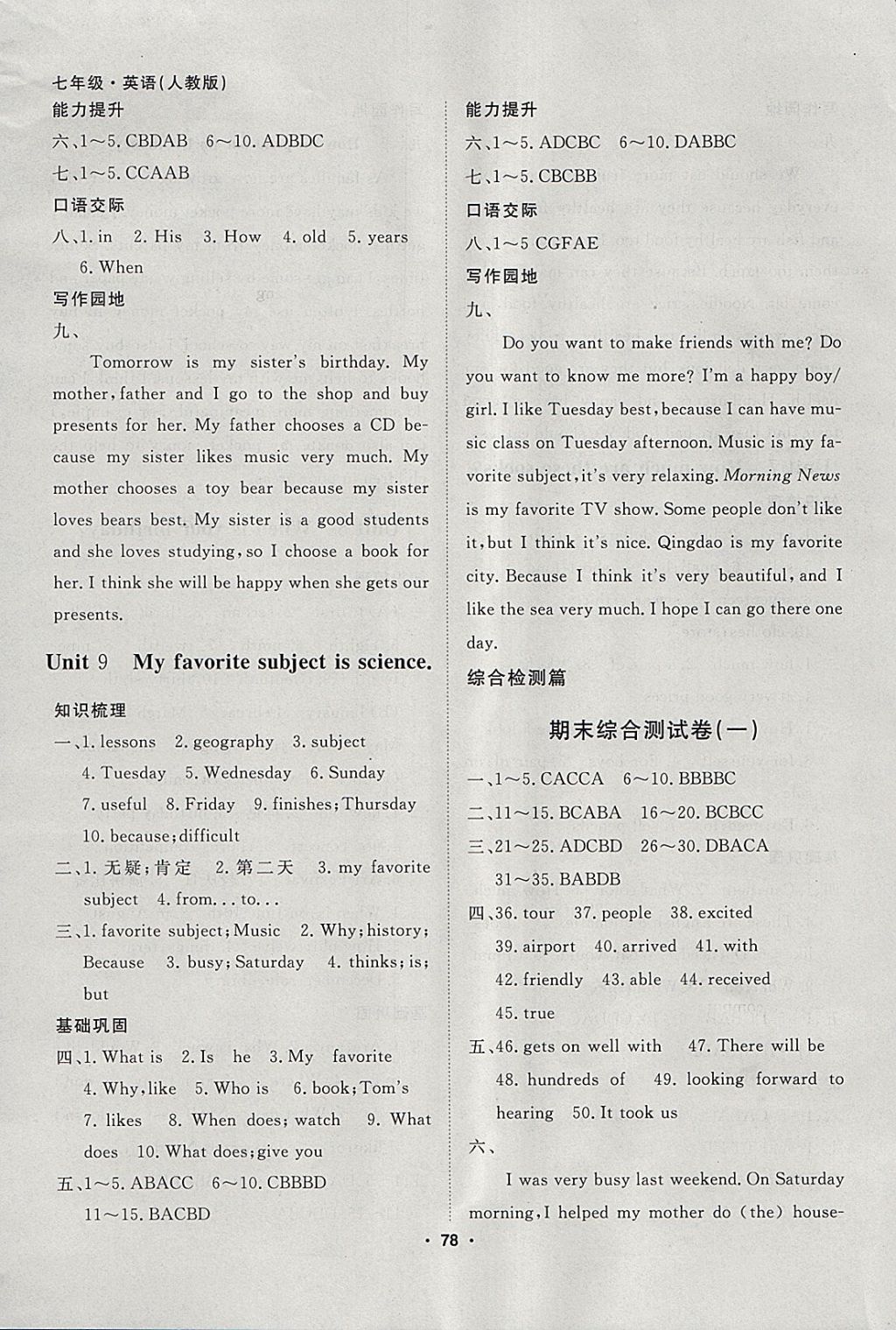 2018年薪火文化假期自主学习七年级英语 参考答案第6页