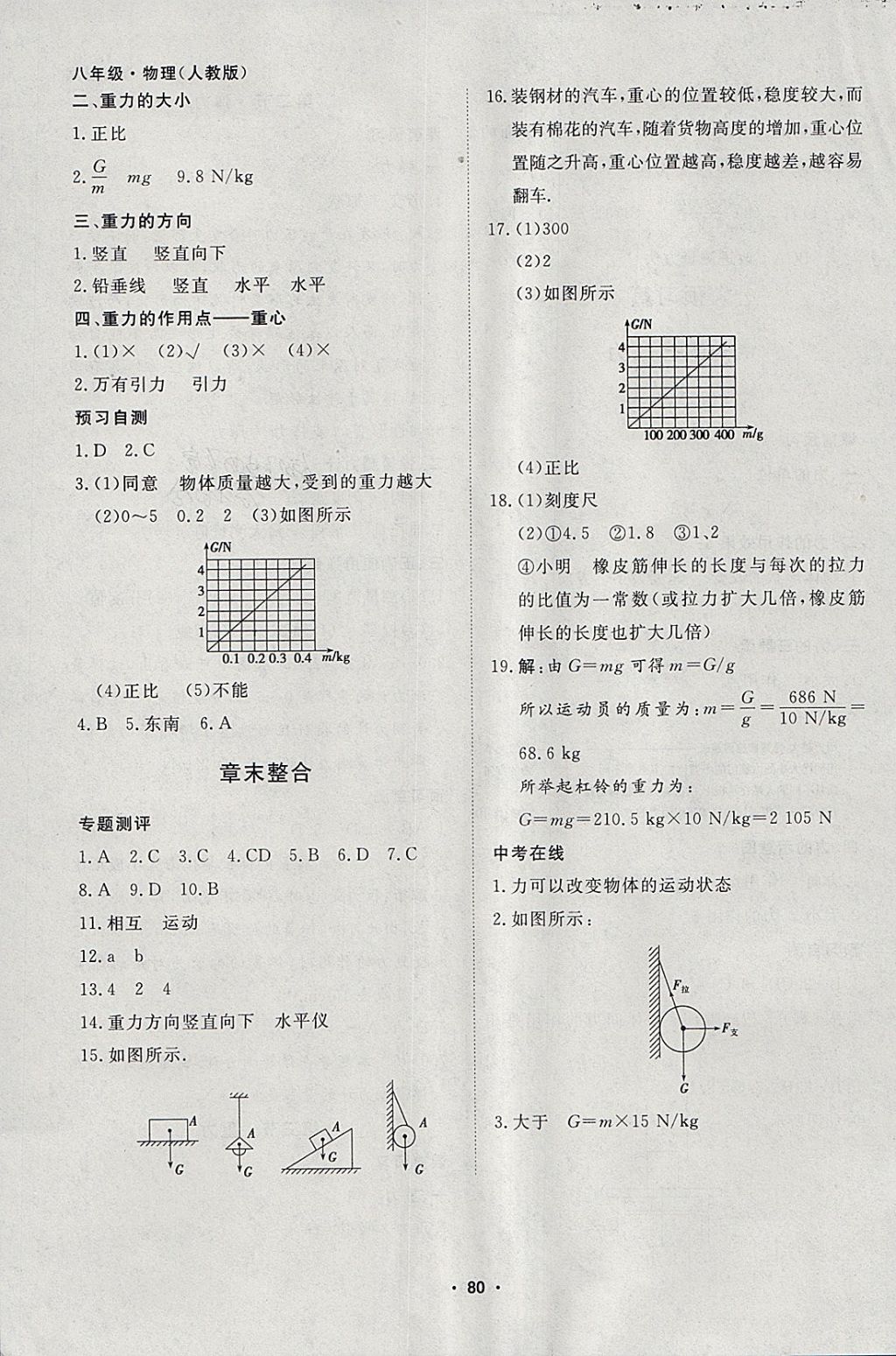 2018年薪火文化假期自主学习八年级物理 参考答案第8页