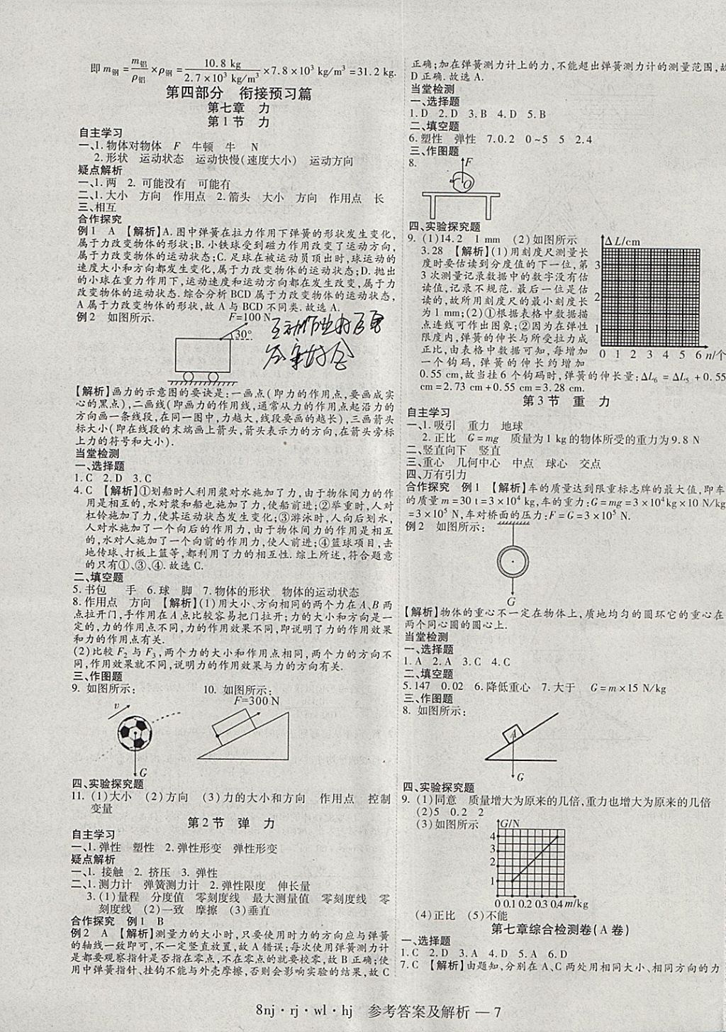 2018年金象教育U计划学期系统复习寒假作业八年级物理人教版 参考答案第7页