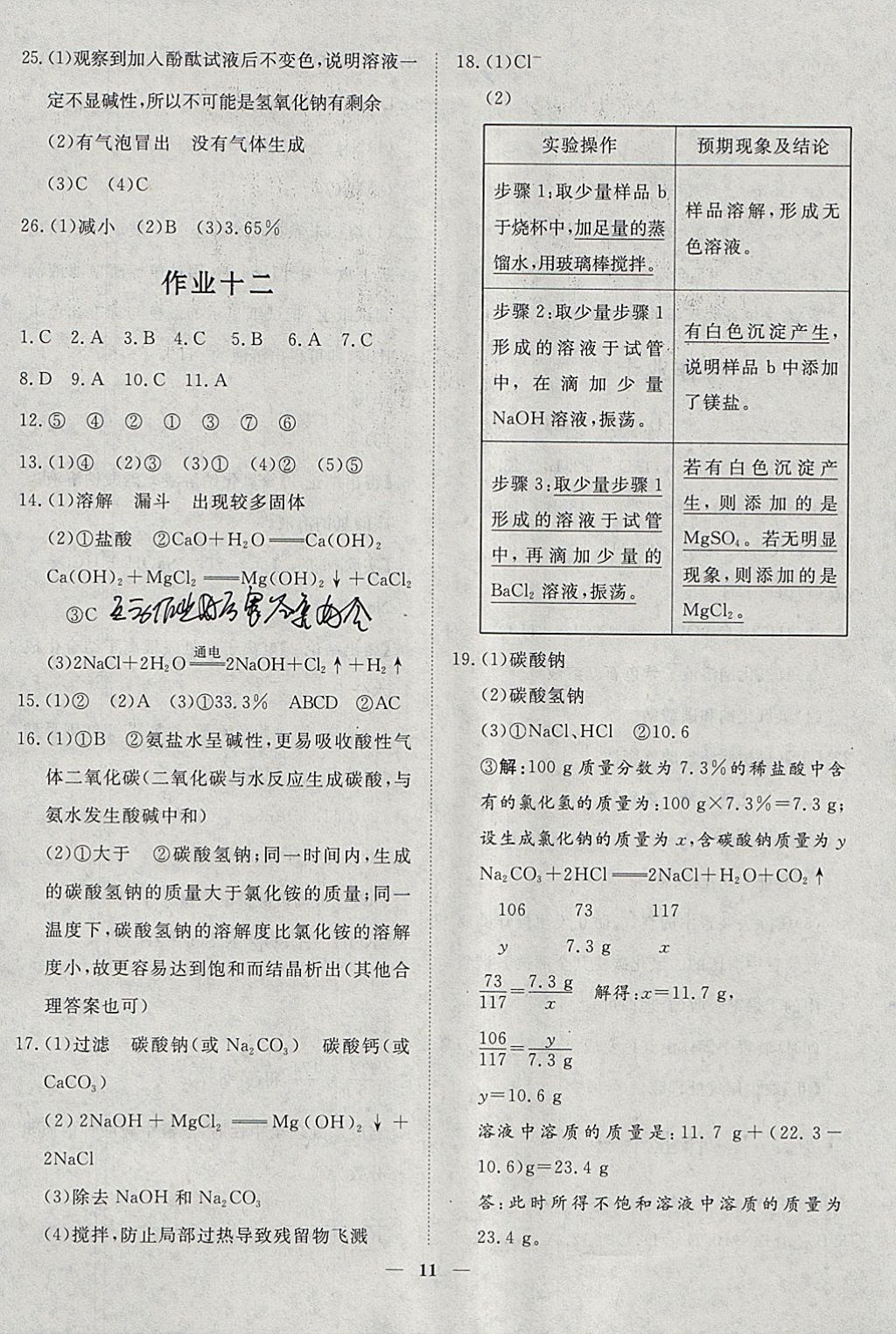 2018年文軒圖書假期生活指導寒九年級化學 參考答案第7頁