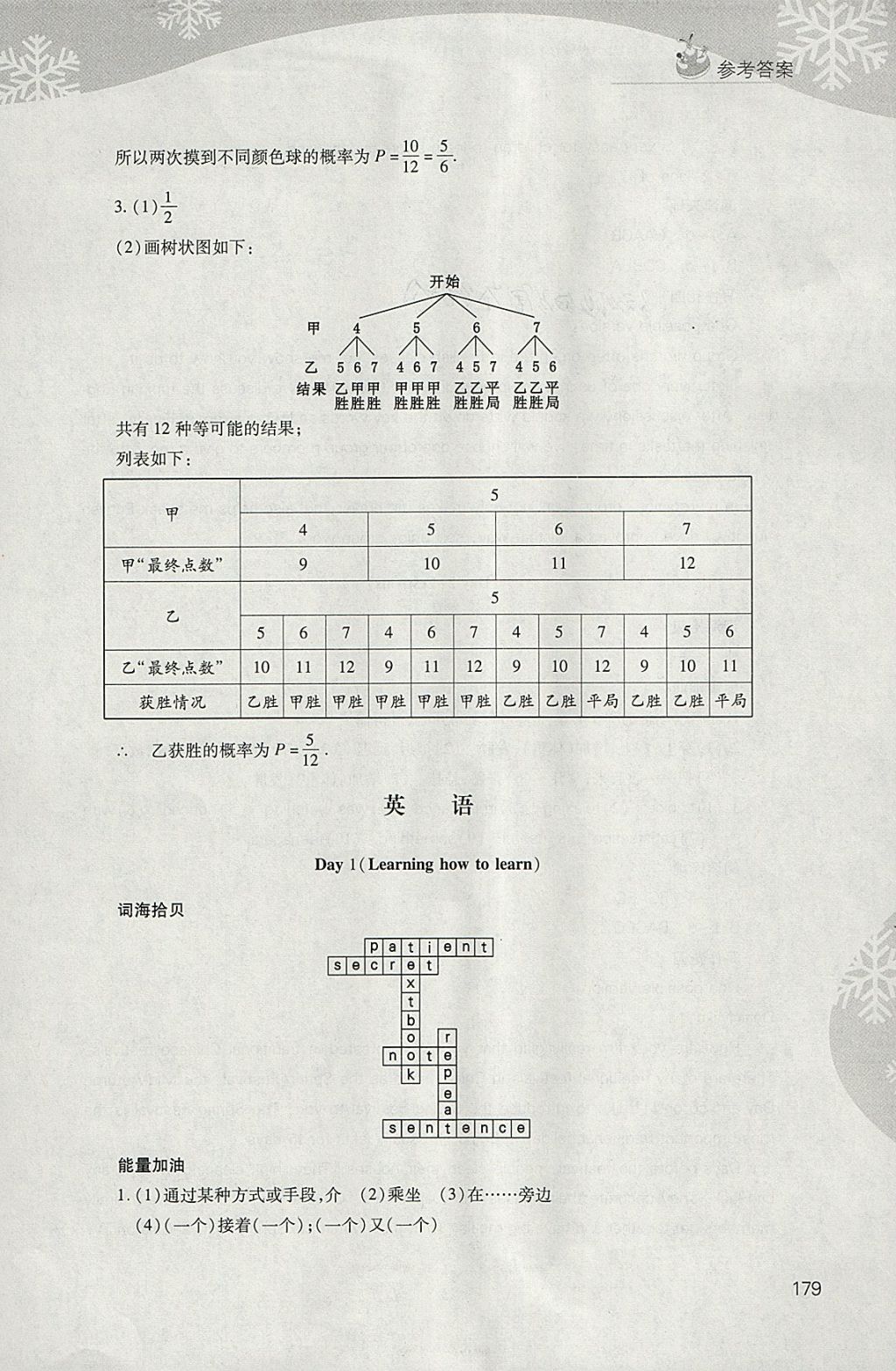 2018年新課程寒假作業(yè)本九年級綜合D版山西教育出版社 參考答案第9頁