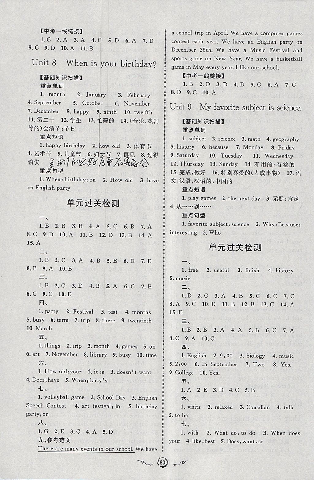 2018年鲁人泰斗快乐寒假假期好时光七年级英语人教版 参考答案第6页