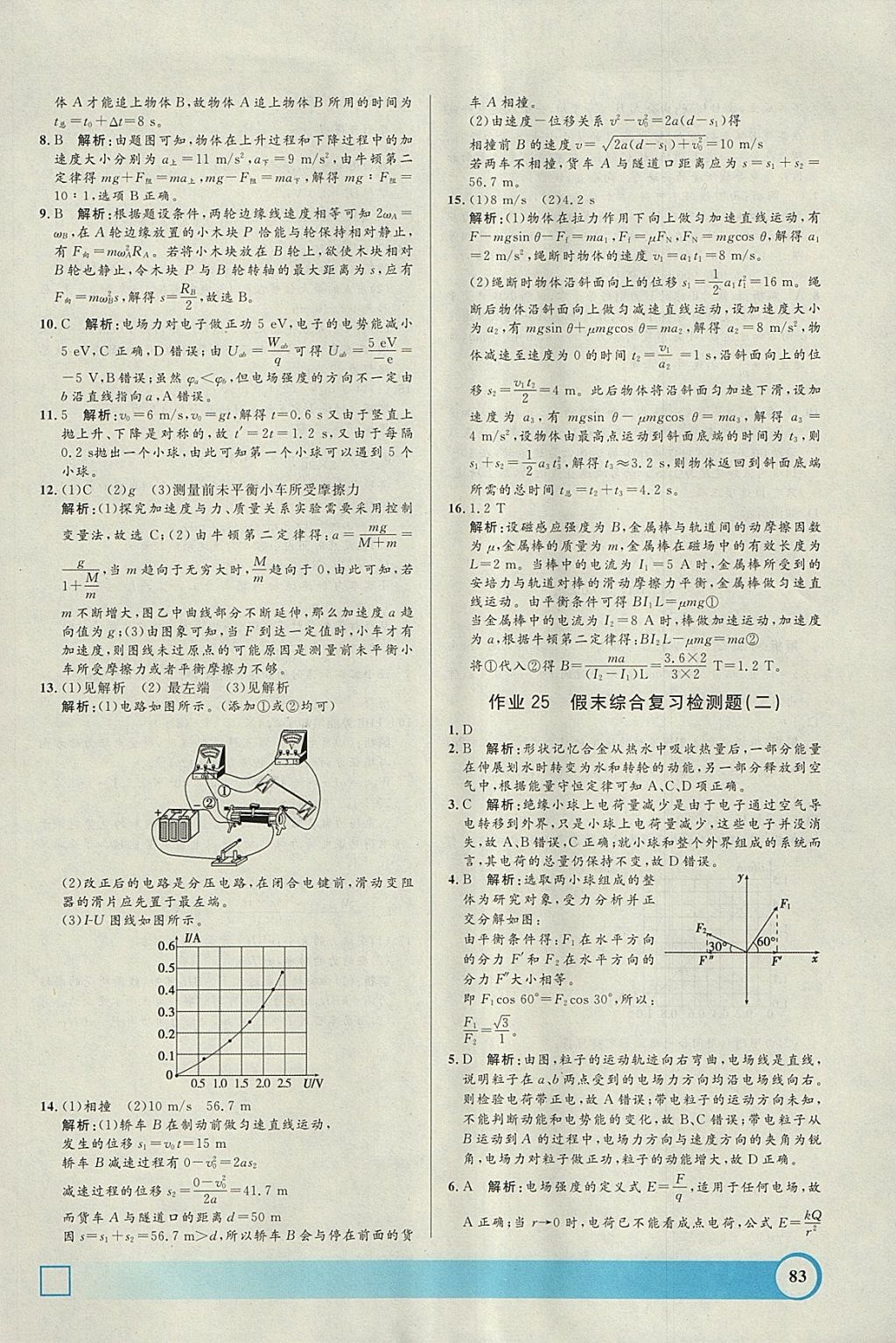 2018年鐘書金牌寒假作業(yè)導與練高二年級物理上海專版 參考答案第15頁