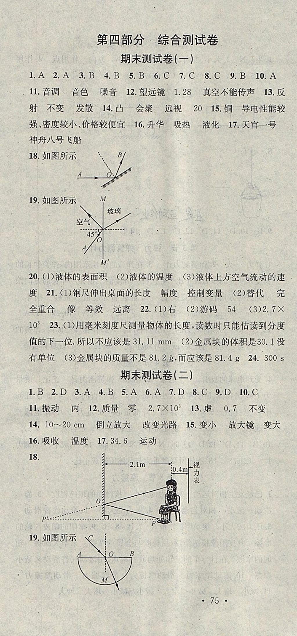 2018年華章教育寒假總復習學習總動員八年級物理教科版 參考答案第10頁