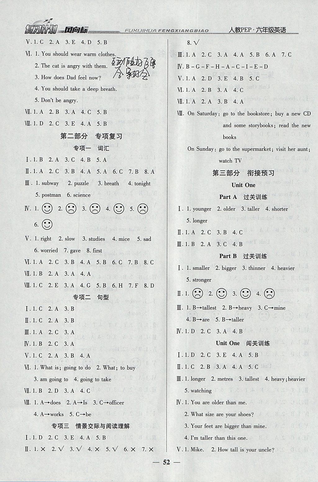 2018年小學(xué)生復(fù)習(xí)計(jì)劃風(fēng)向標(biāo)寒六年級(jí)英語(yǔ)人教版 參考答案第2頁(yè)