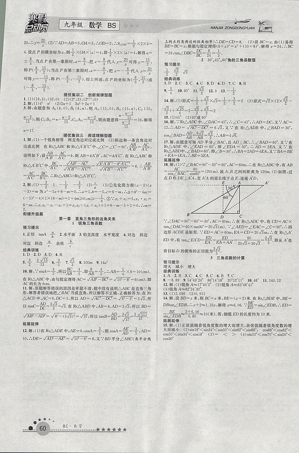 2018年寒假總動(dòng)員九年級(jí)數(shù)學(xué)北師大版合肥工業(yè)大學(xué)出版社 參考答案第4頁