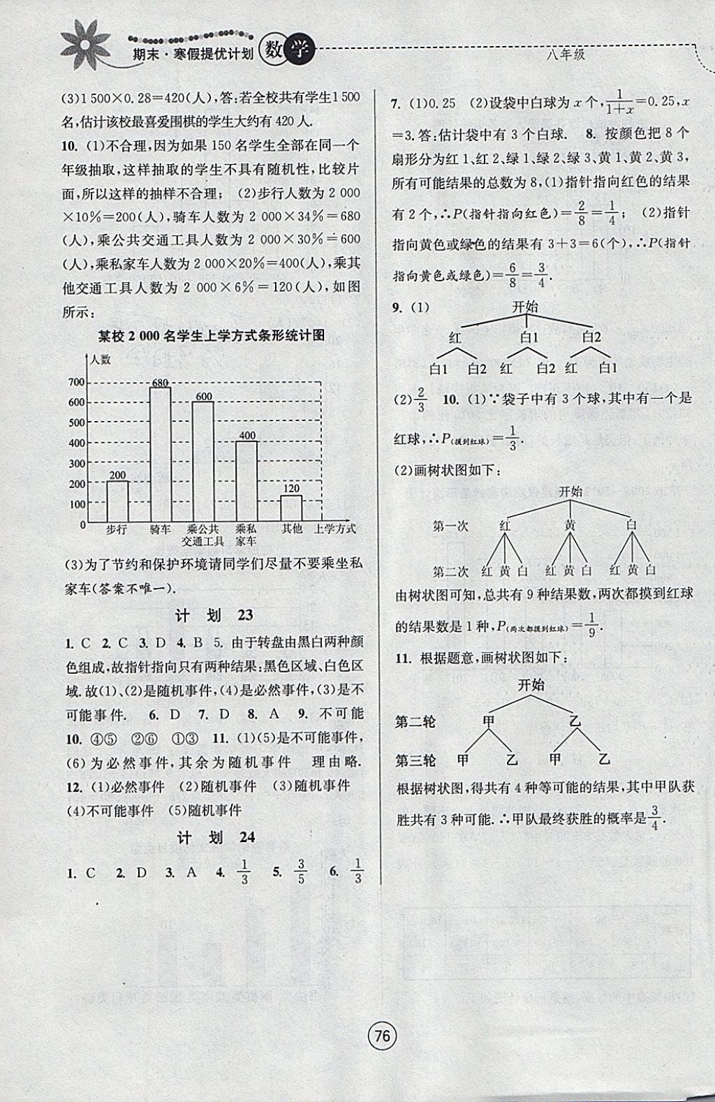 2018年期末寒假提優(yōu)計(jì)劃八年級(jí)數(shù)學(xué)蘇科版 參考答案第12頁