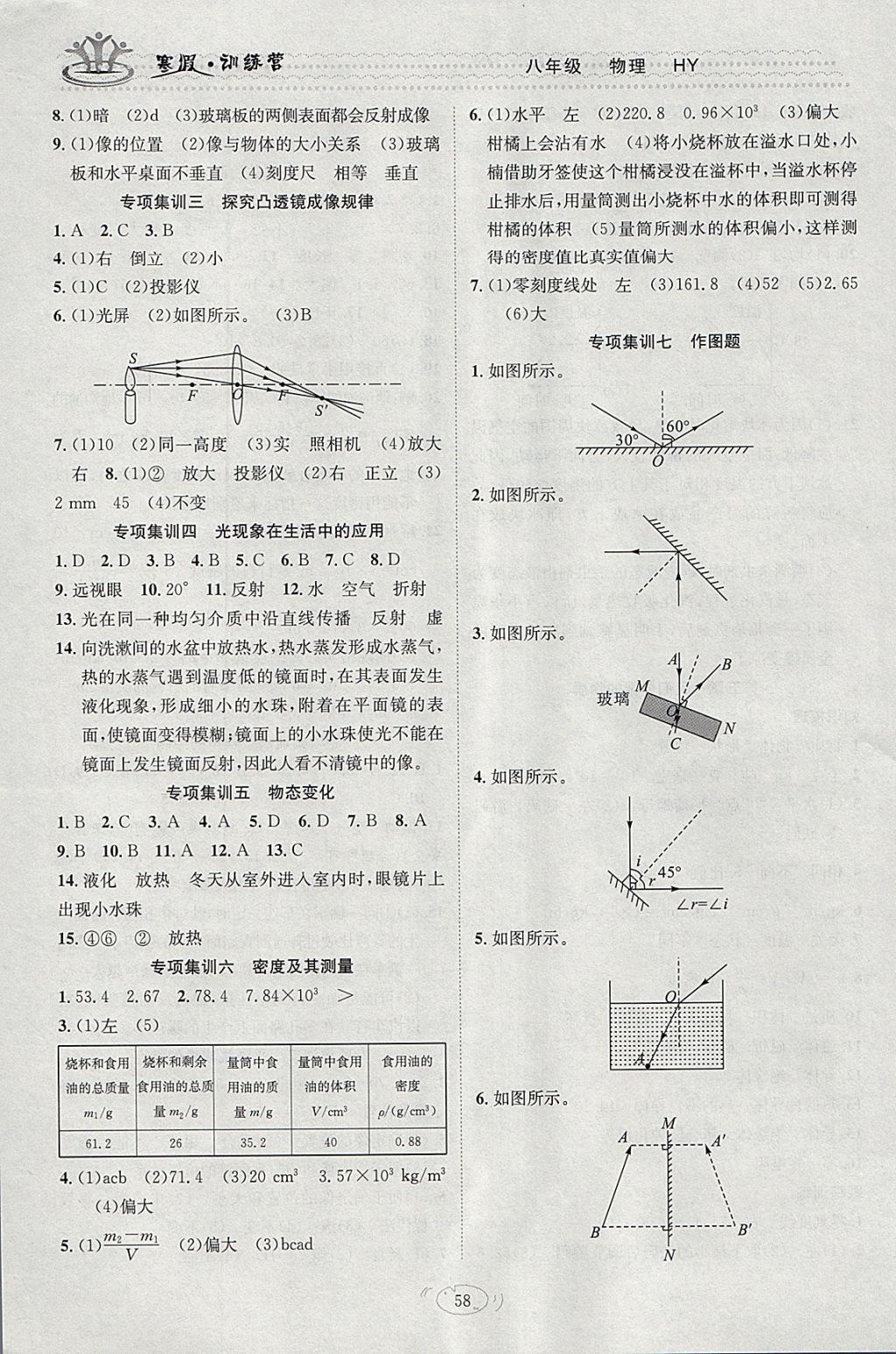 2018年德华书业寒假训练营学年总复八年级物理沪粤版 参考答案第4页