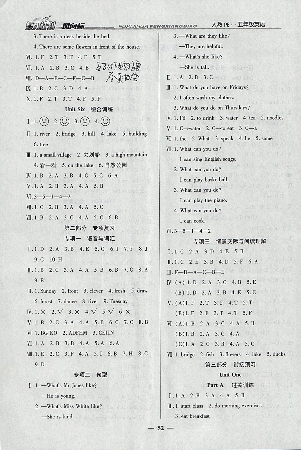 2018年小學(xué)生復(fù)習(xí)計(jì)劃風(fēng)向標(biāo)寒五年級(jí)英語(yǔ)人教版 參考答案第2頁(yè)