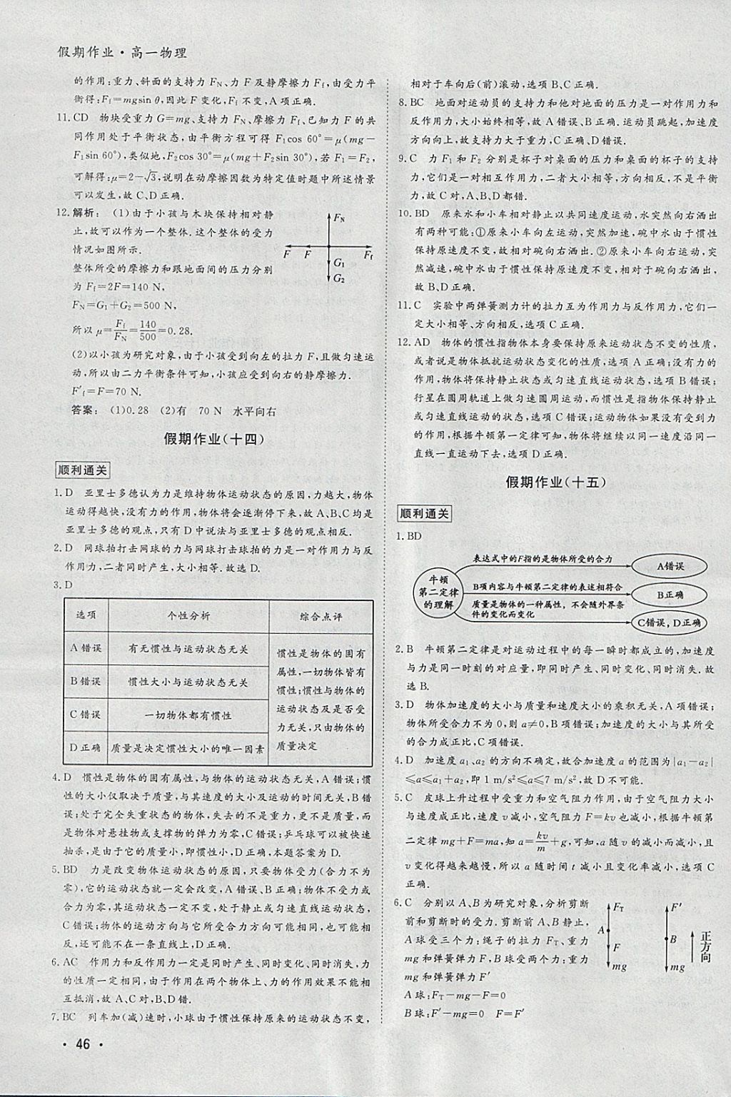 2018年金版新学案假期作业寒假高一物理 参考答案第9页