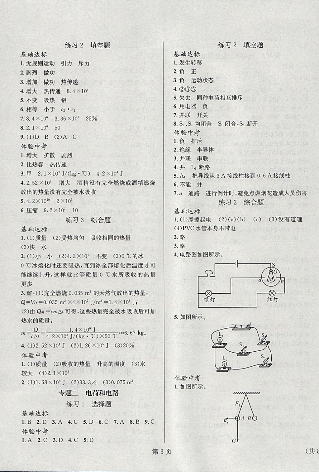 2018年寒假新動向九年級物理 參考答案第3頁