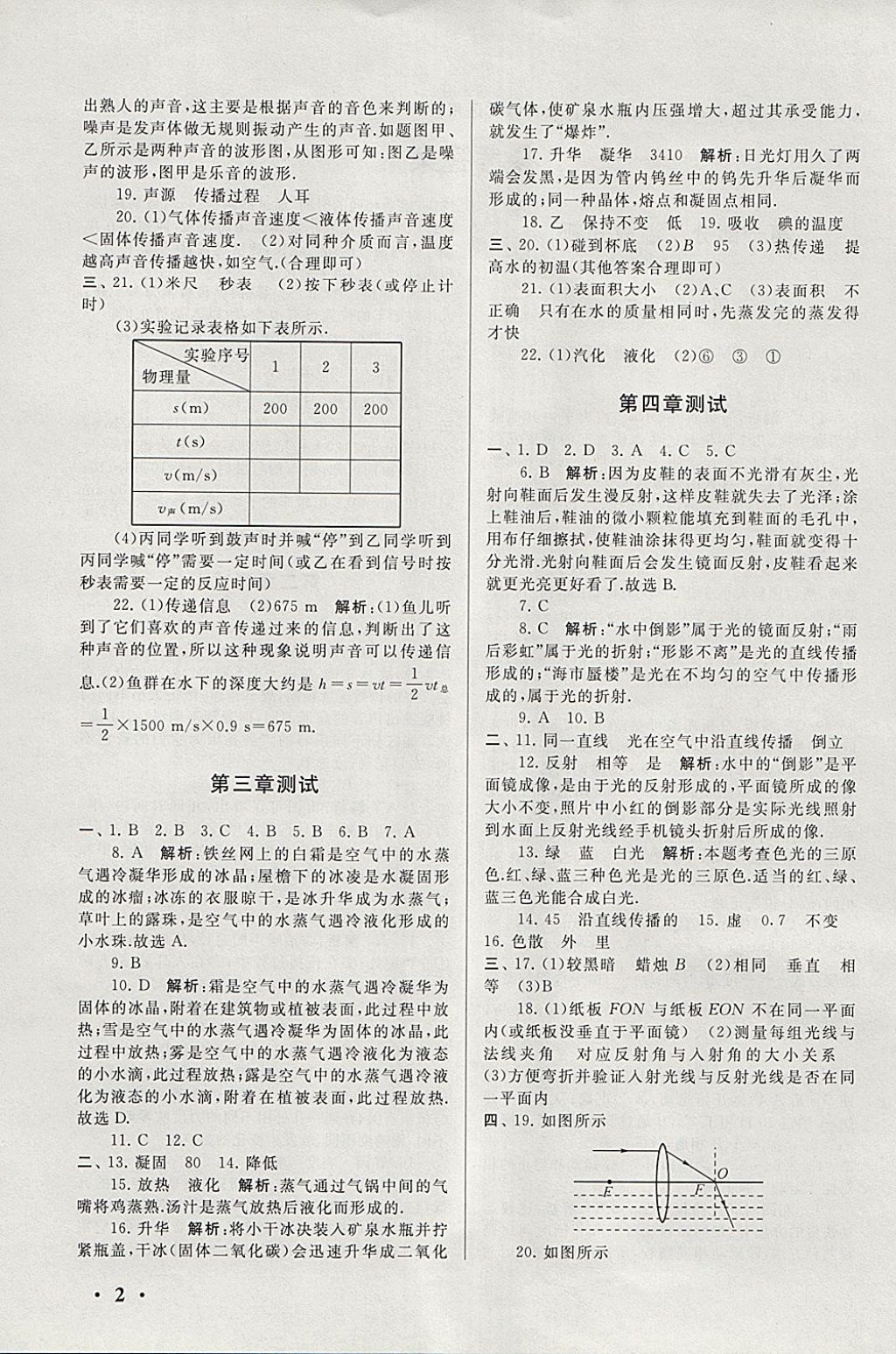 2018年期末寒假大串联八年级物理人教版 参考答案第2页