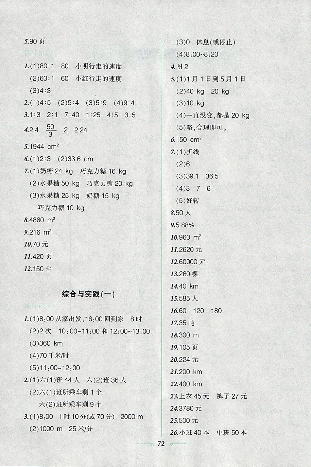 2018年寒假乐园六年级数学辽宁师范大学出版社 参考答案第2页